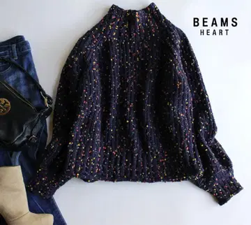 BEAMS HEART 네프 편직 하이넥 스웨터
