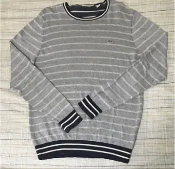 LACOSTE 그레이 스트라이프 스웨터 M