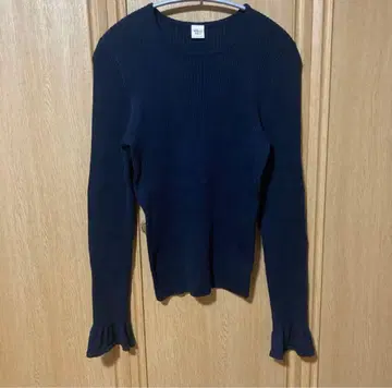 론 헤르만 코튼 소매 프릴 긴팔 리브 니트 스웨터