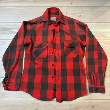 80s 파이브 브라더스 플란넬 셔츠 블록 체크 블랙 레드 90s 미국제