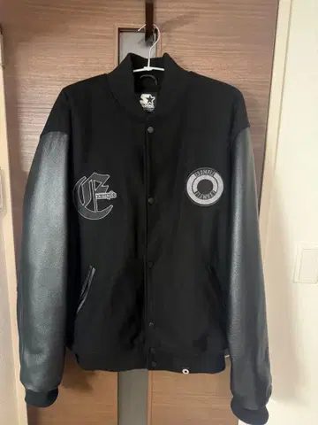 EXAMPLE x STARTER 천연 가죽 바시티 자켓