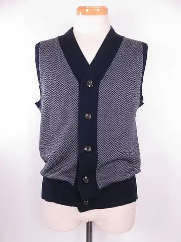 스캐티 SCHIATTI 니트 베스트 모 100% 헤링본 무늬 네이비 L