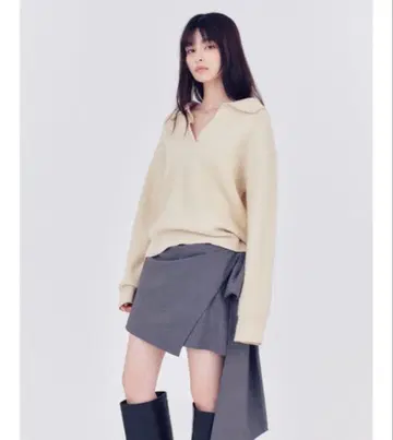 프레이 아이디 라쿤 더블 페이스 폴로 칼라 풀오버 니트