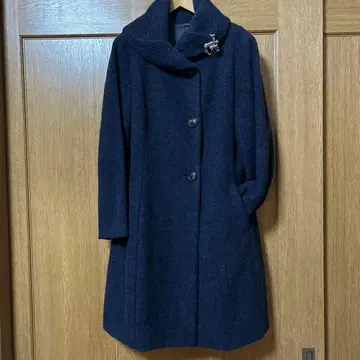 네이비 롱 벌룬 코트 울 계열