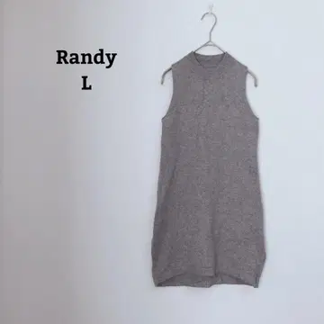 랜디 튜닉 니트 하이넥 레이어드 슬리브리스 심플 L