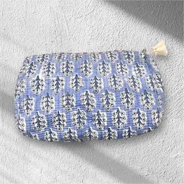 칸타풍 텍스타일 파우치 파랑