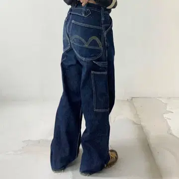 EVIS 페인터 팬츠 데님 카모메 다크 네이비