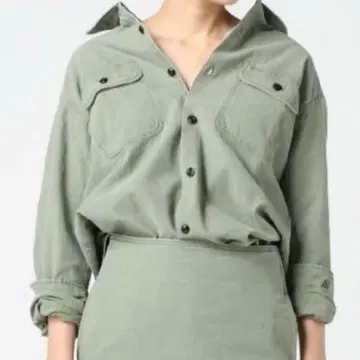 새상품급 매디슨 블루 햄프턴 백 새틴 셔츠 코튼 카키