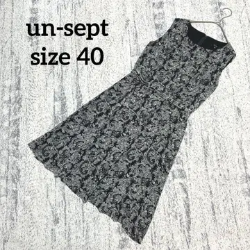 [앙셉트] 무릎 기장 원피스 꽃무늬 리본 슬리브리스 블랙 40 성인 고급