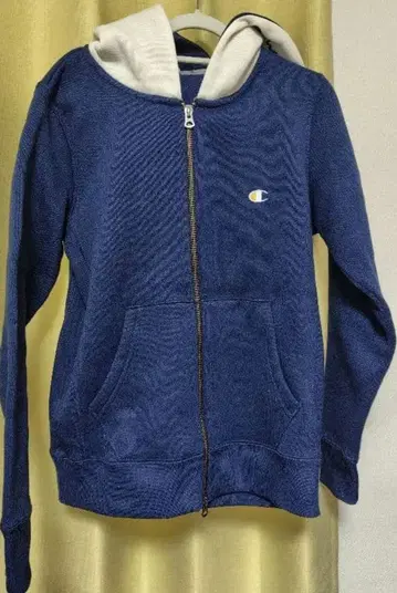 Champion 후드 부착 집업 후드티 M 네이비