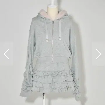 pium 후드 퍼 후드티 셋업 그레이