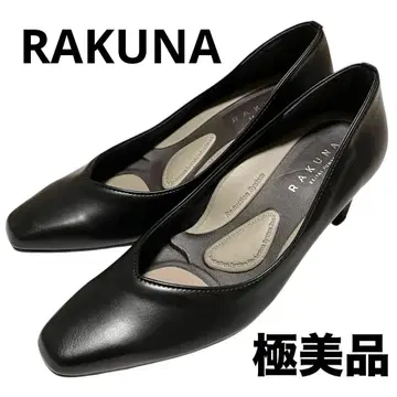[ 컨디션 최상 ] RAKUNA 라쿠나 정골 펌프스 스퀘어토 가죽 블랙