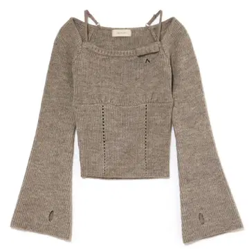 andmary Baby ribbon knit tops gray