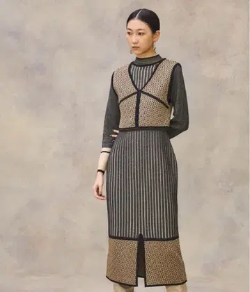 PUBLICTOKYO 베스트 레이어드 니트 원피스