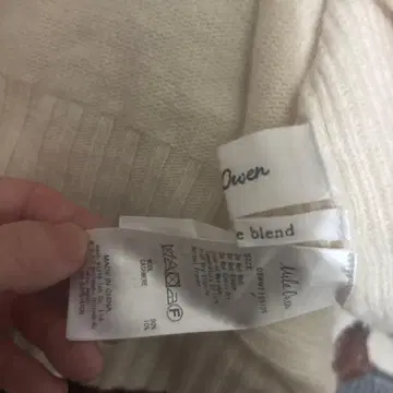 Milla Owen 고급 울 캐시미어 아이보리 리브 니트