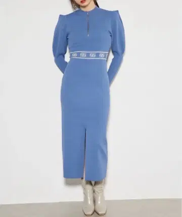 rienda 허리 로고 니트 원피스