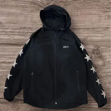 LUXE/R 스타 패턴 후드 부착 점퍼 블랙 L 사이즈