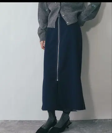 스커트 리버서블 지퍼 롱 스커트