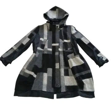 E-clat 에이코 킨도 울 블렌드 이소재 코트 밑단 벌룬 42