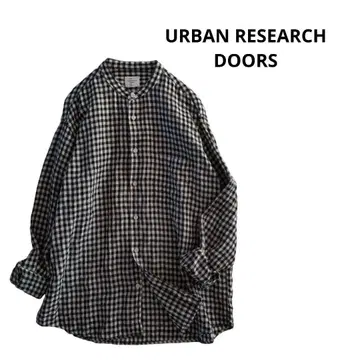 URBAN RESEARCH DOORS 린넨 셔츠 깅엄 체크 L