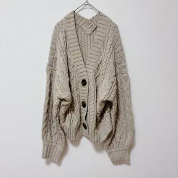 헤더 [ F ] 니트 가디건 / 케이블 짜임  V넥 성숙/러블리
