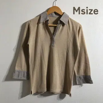 [ 새상품급 ] 상의 카라 부착 5부 기장 7부 기장 베이지