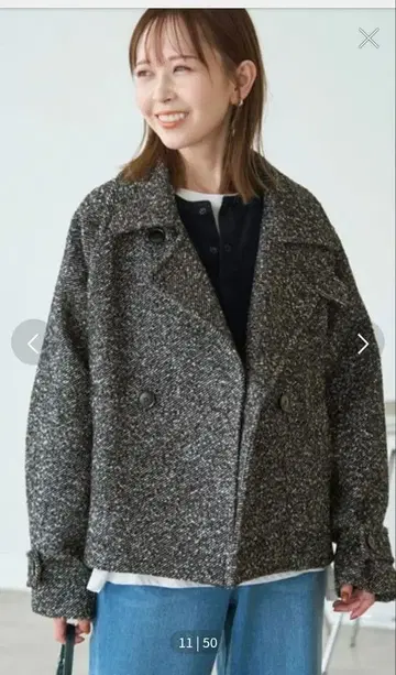 그레이 계열 체스터 코트 여성용 폴리에스테르 100%