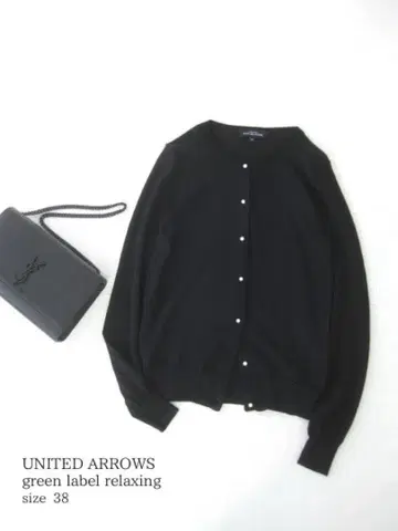 유나이티드 애로우즈 긴팔 가디건 블랙 38(M) 울 소재 크루넥