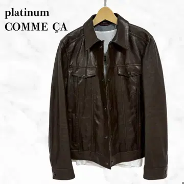 platinum COMME CA 가죽 자켓 양가죽 브라운 블루종