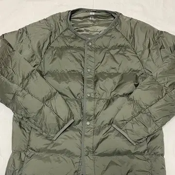 유니클로 라이너 다운 자켓 L 카키 노카라