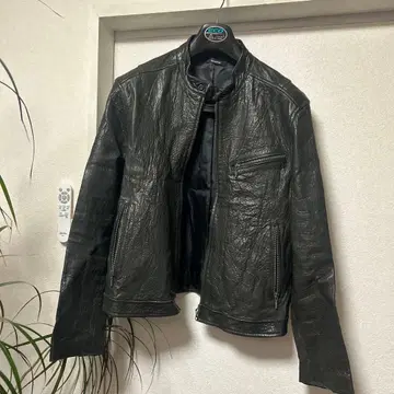 SCHAFEN 블랙 가죽 싱글 라이더 자켓