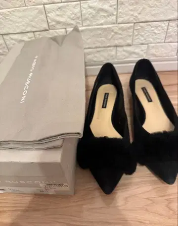 FABIO RUSCONI 블랙 퍼 플랫슈즈