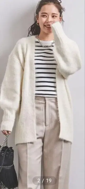 [ 새상품급 ] UNITED ARROWS 알파카 퍼 가디건