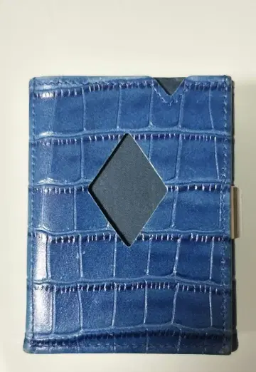 EXENTRI 3단 폴더형 지갑 크로커다일 패턴 파랑