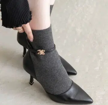 RANDA 골드 부품 니트 도킹 부츠