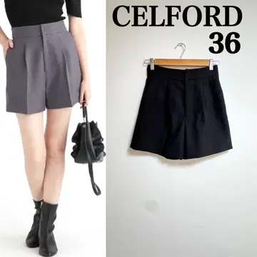 새상품급 CELFORD 턱 숏팬츠 36 블랙