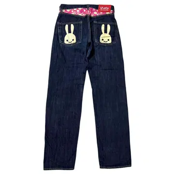 CUNE 2연 토끼 토끼 로고 프린트 다크 네이비 데님 팬츠 30