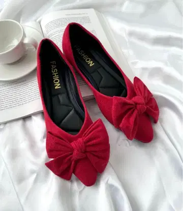 포인티드 토 리본 플랫 펌프스 발레 슈즈