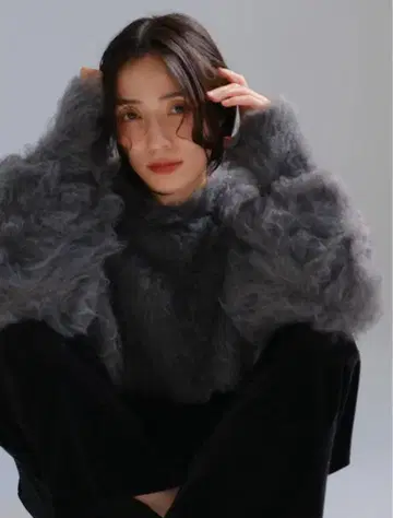 IFMEI 셰기 니트 탑 그레이