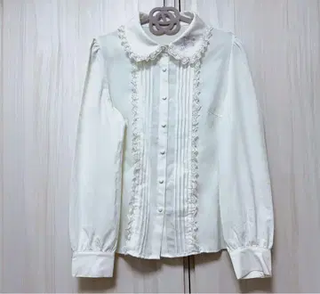 화이트 레이스 긴팔 블라우스 유니콘 자수