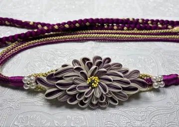 b-113 순수 실크 허리띠 후리소데 성인식 츠마미자이쿠 꽃 장식