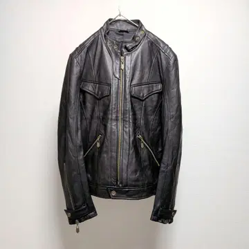 무슈 니콜 블랙 가죽 라이더 자켓 46 양가죽 램 가죽