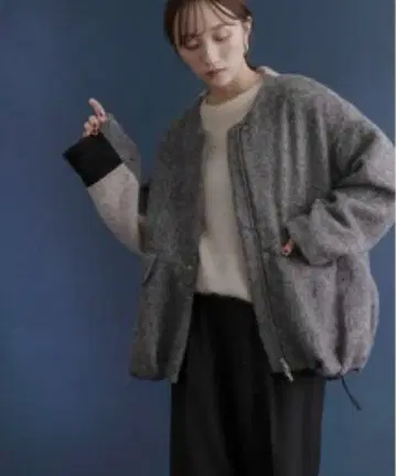 새상품 에이미 로우 제나 믹스 샤기 아웃 플랩 하프 코트