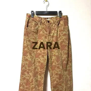 ZARA 페이즐리 무늬 스트레이트 데님 USA M