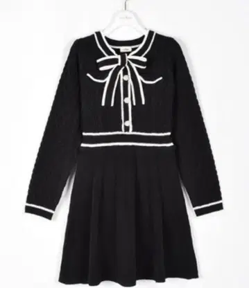 evelyn 니트 원피스 미니 바이컬러