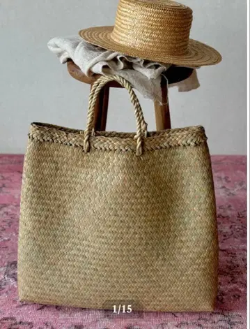 카츄 (수초) 바닥이 좁은 토트백 Natural 부드러운 질감