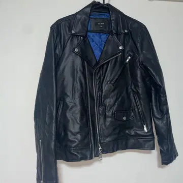 FULL GLOW 블랙 가죽 더블 라이더 자켓 M