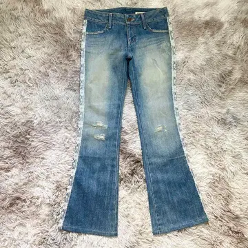 355 Pinky&dianne 여성용 청바지 플라워 데코 데님 팬츠