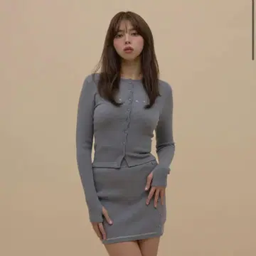 Mary 로고 가디건 세트 업 그레이