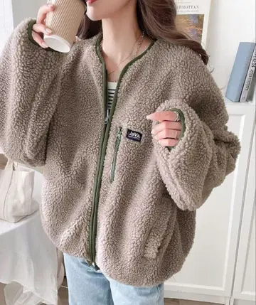 JaVa. 플리스 자켓 그레이/올리브